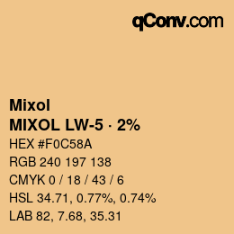 Código de color: Mixol - MIXOL LW-5 · 2% | qconv.com