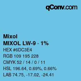 カラーコード: Mixol - MIXOL LW-9 · 1% | qconv.com