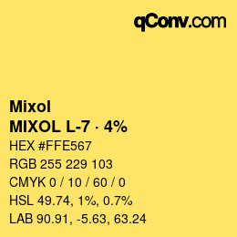 颜色代码: Mixol - MIXOL L-7 · 4% | qconv.com