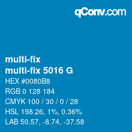 Code couleur: multi-fix - multi-fix 5016 G | qconv.com