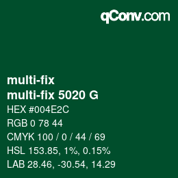 Code couleur: multi-fix - multi-fix 5020 G | qconv.com