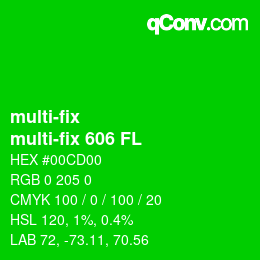 Code couleur: multi-fix - multi-fix 606 FL | qconv.com