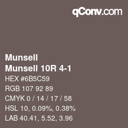 Color code: Munsell - Munsell 10R 4-1 | qconv.com