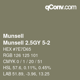 Color code: Munsell - Munsell 2.5GY 5-2 | qconv.com