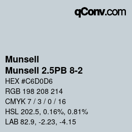 Farbcode: Munsell - Munsell 2.5PB 8-2 | qconv.com