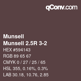 カラーコード: Munsell - Munsell 2.5R 3-2 | qconv.com