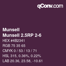 颜色代码: Munsell - Munsell 2.5RP 2-6 | qconv.com