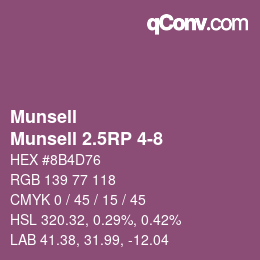 Color code: Munsell - Munsell 2.5RP 4-8 | qconv.com