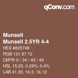 Color code: Munsell - Munsell 2.5YR 4-4 | qconv.com