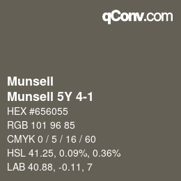 Color code: Munsell - Munsell 5Y 4-1 | qconv.com