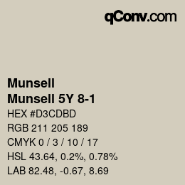 Color code: Munsell - Munsell 5Y 8-1 | qconv.com