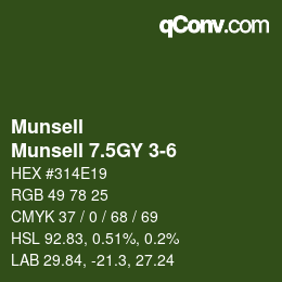 Color code: Munsell - Munsell 7.5GY 3-6 | qconv.com