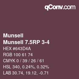 Color code: Munsell - Munsell 7.5RP 3-4 | qconv.com