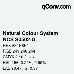 Code couleur: Natural Colour System<br>NCS S0502-G - Weiss gebläut | qconv.com