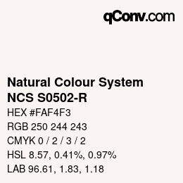 カラーコード: Natural Colour System<br>NCS S0502-R - Weiss gebrochen | qconv.com