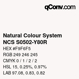 カラーコード: Natural Colour System<br>NCS S0502-Y80R - 年以降の新製品 2022 | qconv.com