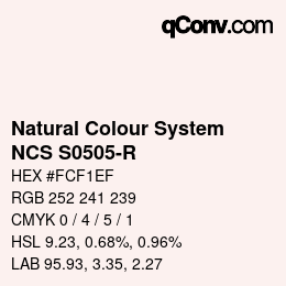 カラーコード: Natural Colour System<br>NCS S0505-R - Weiss gebrochen | qconv.com