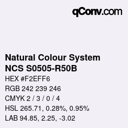 颜色代码: Natural Colour System<br>NCS S0505-R50B - Hellgrau | qconv.com