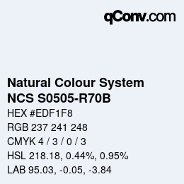 颜色代码: Natural Colour System<br>NCS S0505-R70B - Weiss gebläut | qconv.com