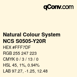 Code couleur: Natural Colour System<br>NCS S0505-Y20R - Cremeweiss | qconv.com