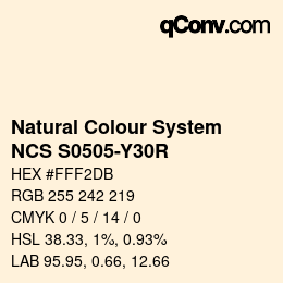 Code couleur: Natural Colour System<br>NCS S0505-Y30R - Crèmebeige | qconv.com