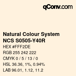 カラーコード: Natural Colour System<br>NCS S0505-Y40R - Hellbeige | qconv.com