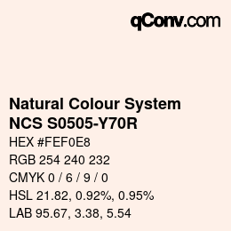 カラーコード: Natural Colour System<br>NCS S0505-Y70R - Hellbeige | qconv.com