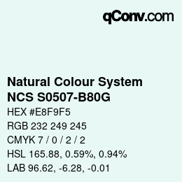 Code couleur: Natural Colour System<br>NCS S0507-B80G - Blassgrün | qconv.com