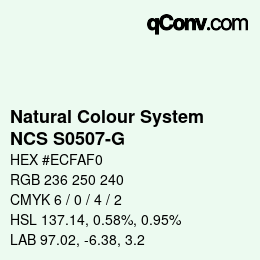 カラーコード: Natural Colour System<br>NCS S0507-G - Blassgrün | qconv.com