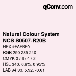 カラーコード: Natural Colour System<br>NCS S0507-R20B - Blassrosa | qconv.com