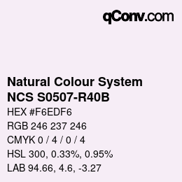 颜色代码: Natural Colour System<br>NCS S0507-R40B - Blassflieder | qconv.com