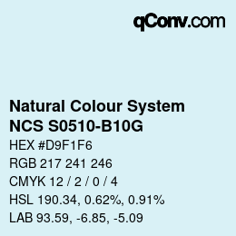 颜色代码: Natural Colour System<br>NCS S0510-B10G - Hellblau | qconv.com