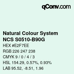 カラーコード: Natural Colour System<br>NCS S0510-B90G - Pastellgrün | qconv.com