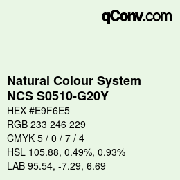 颜色代码: Natural Colour System<br>NCS S0510-G20Y - Hellgrün | qconv.com