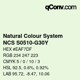 カラーコード: Natural Colour System<br>NCS S0510-G30Y - Blassgrün | qconv.com