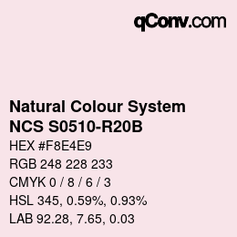 颜色代码: Natural Colour System<br>NCS S0510-R20B - Rosa | qconv.com