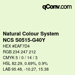 カラーコード: Natural Colour System<br>NCS S0515-G40Y - Hellgelbgrün | qconv.com