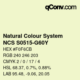 カラーコード: Natural Colour System<br>NCS S0515-G60Y - Hellgelbgrün | qconv.com