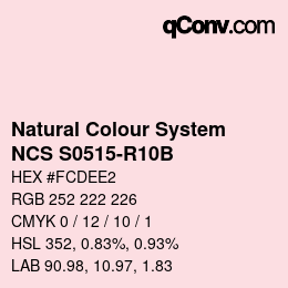 颜色代码: Natural Colour System<br>NCS S0515-R10B - Pastellrosa | qconv.com