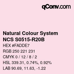 颜色代码: Natural Colour System<br>NCS S0515-R20B - Blassrosa | qconv.com