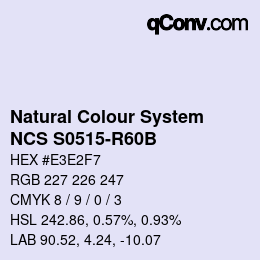 颜色代码: Natural Colour System<br>NCS S0515-R60B - Blasslila | qconv.com