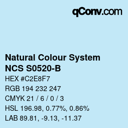 カラーコード: Natural Colour System<br>NCS S0520-B - Hellblau | qconv.com