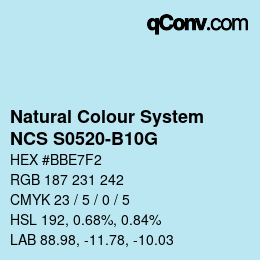 カラーコード: Natural Colour System<br>NCS S0520-B10G - Hellblau | qconv.com