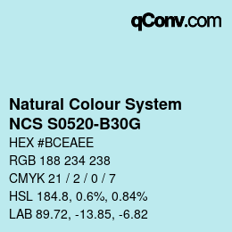 Code couleur: Natural Colour System<br>NCS S0520-B30G - Blaugrün | qconv.com
