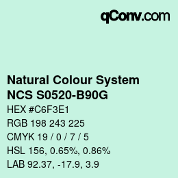 Código de color: Natural Colour System<br>NCS S0520-B90G - Mint | qconv.com