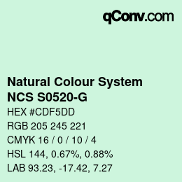 Code couleur: Natural Colour System<br>NCS S0520-G - Blassgrün | qconv.com