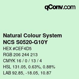カラーコード: Natural Colour System<br>NCS S0520-G10Y - Blassgrün | qconv.com