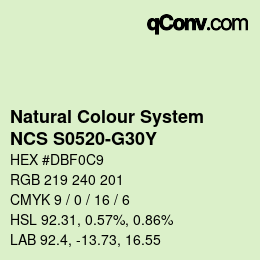 カラーコード: Natural Colour System<br>NCS S0520-G30Y - Blassgrün | qconv.com
