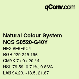 Farbcode: Natural Colour System<br>NCS S0520-G40Y - Blassgrün | qconv.com