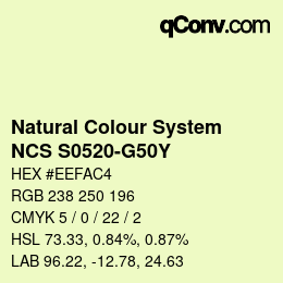 Code couleur: Natural Colour System<br>NCS S0520-G50Y - Gelbgrün | qconv.com